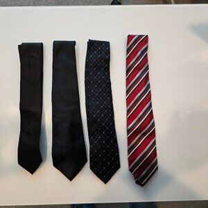Bundle of 4 Classic Men’s Neckties – Solid, Plaid, and Striped Styles